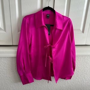 never worn hot pink tie blouse